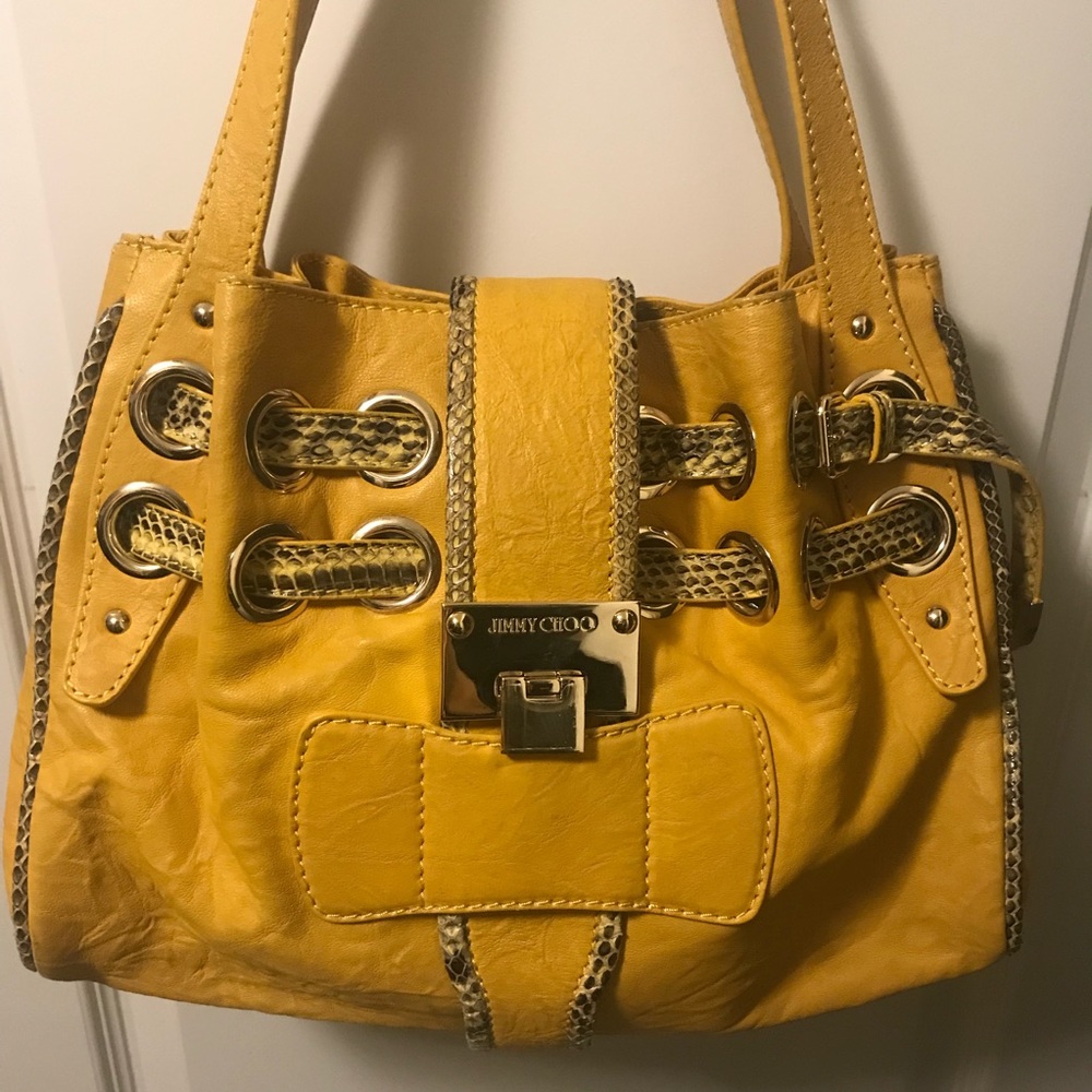 Authentic Jimmy Choo Leather Snakeskin Riki Hobo